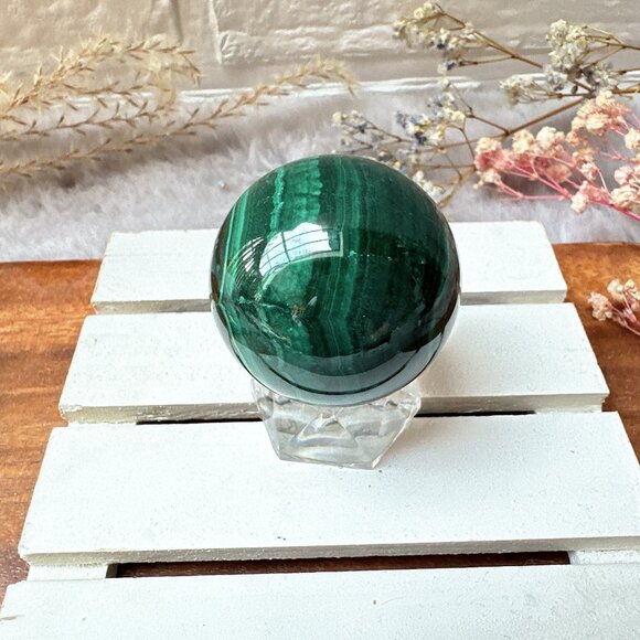 Beautiful Small Malachite Sphere - Picture 6 of 7